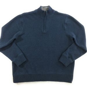 Eddie Bauer Mens Blue Quarter Zip Sweater, XL
